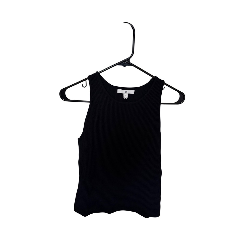 Banana Republic Womens Black Ribbed Knit Tank Top Sleeveless Crew Neck Small